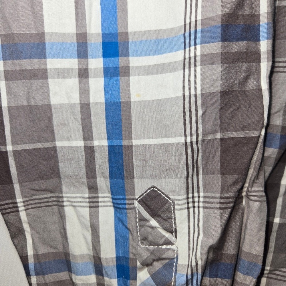 Roar Embroidered Button Down Shirt Grey Blue Plaid Men Large Buckle Graphic Back - Picture 7 of 10